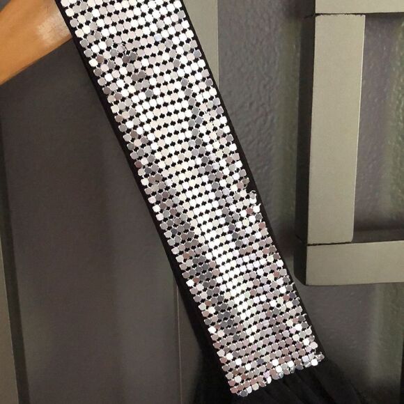 NWT Spense Black with silver mesh A-line dress. Size 8 - Picture 3 of 11